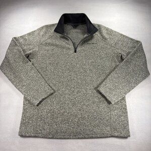 Eddie Bauer Pullover Sweater mens size L‎ 1/4 zip Knit gray Mock Neck